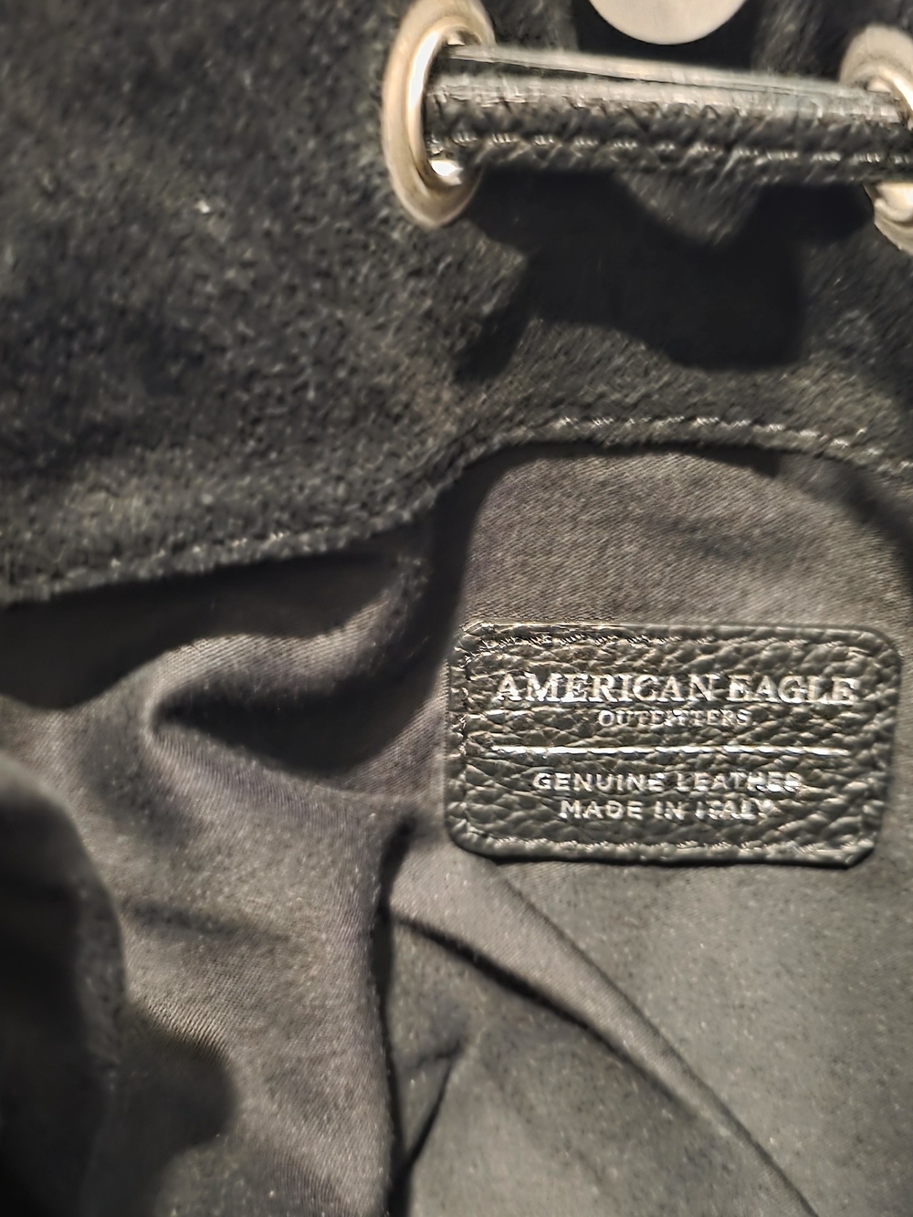 Like New, American Eagle Outfitters Black Leather Suede Bucket Bag Italy - Picture 6 of 15